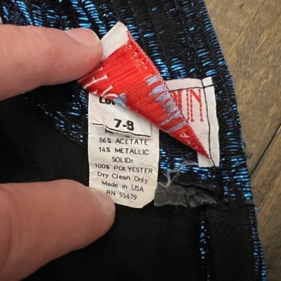 Vintage Diamond’s Run Black & Blue Metallic Lame Peplum Dress - Picture 6 of 7